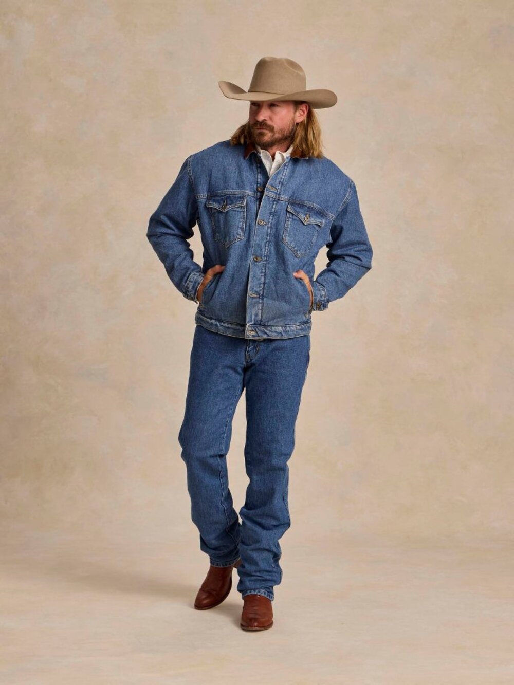 NEW Men’s Medium Schaefer Outfitter Denim Jacket fleece lining western cotton - Picture 5 of 11